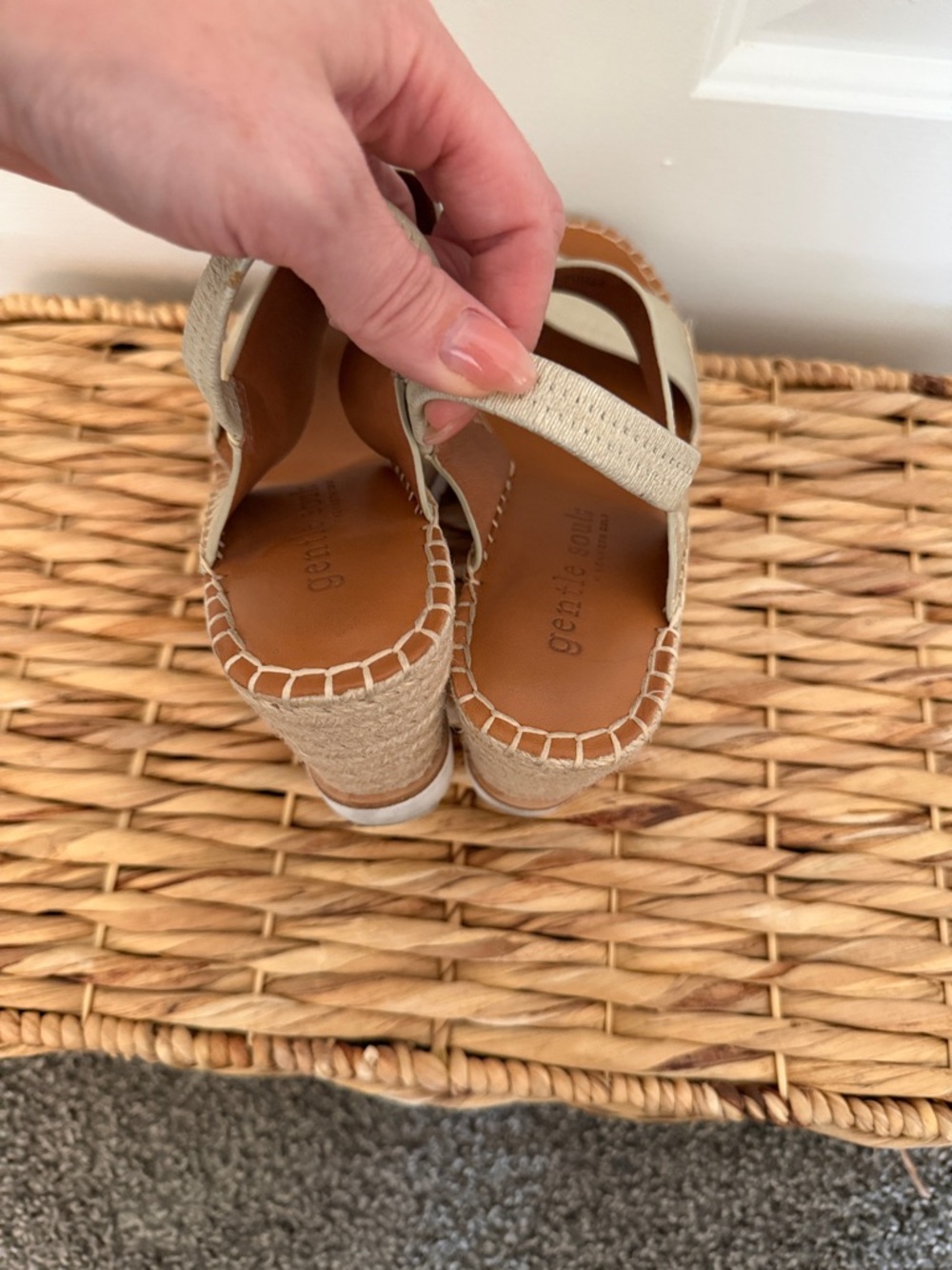 gentle souls Metallic Gold Leather Espadrille Wedge Sandals - Picture 5 of 8